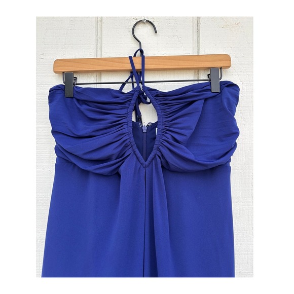 NWT Halston Fia‎ Halter Jersey Jumpsuit, Sapphire Blue, Formal Jumpsuit, Sz 8 - Picture 6 of 11